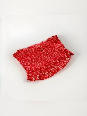 Roxy Smocked Halter Top Floral Print Ruffle Trim Sleeveless Red M -no straps inc